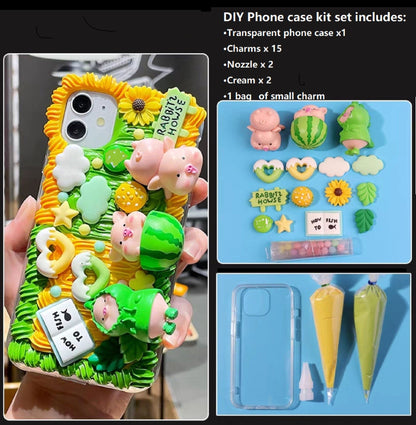 Decoden Custom Phone Case DIY Craft Kits | Kawaii Pig Food Donut Cookies Macaroons Watermelon Charms | Samsung Android iPhone Cases - MeowsomeCrafts