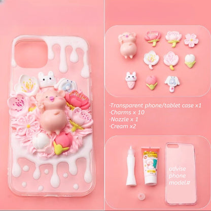 Decoden Custom Phone Case DIY Craft Kits | Kawaii Pigs School Supplies Food Drinks Toys Charms | Samsung Android iPhone Cases - MeowsomeCrafts