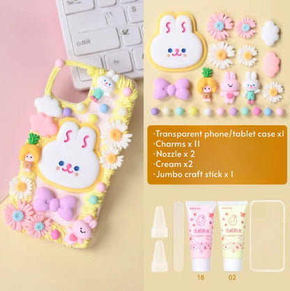 Decoden Custom Phone Case DIY Craft Kits | Kawaii Rabbit Face Food Candy Color Pearls Charms | Samsung Android iPhone Cases - MeowsomeCrafts