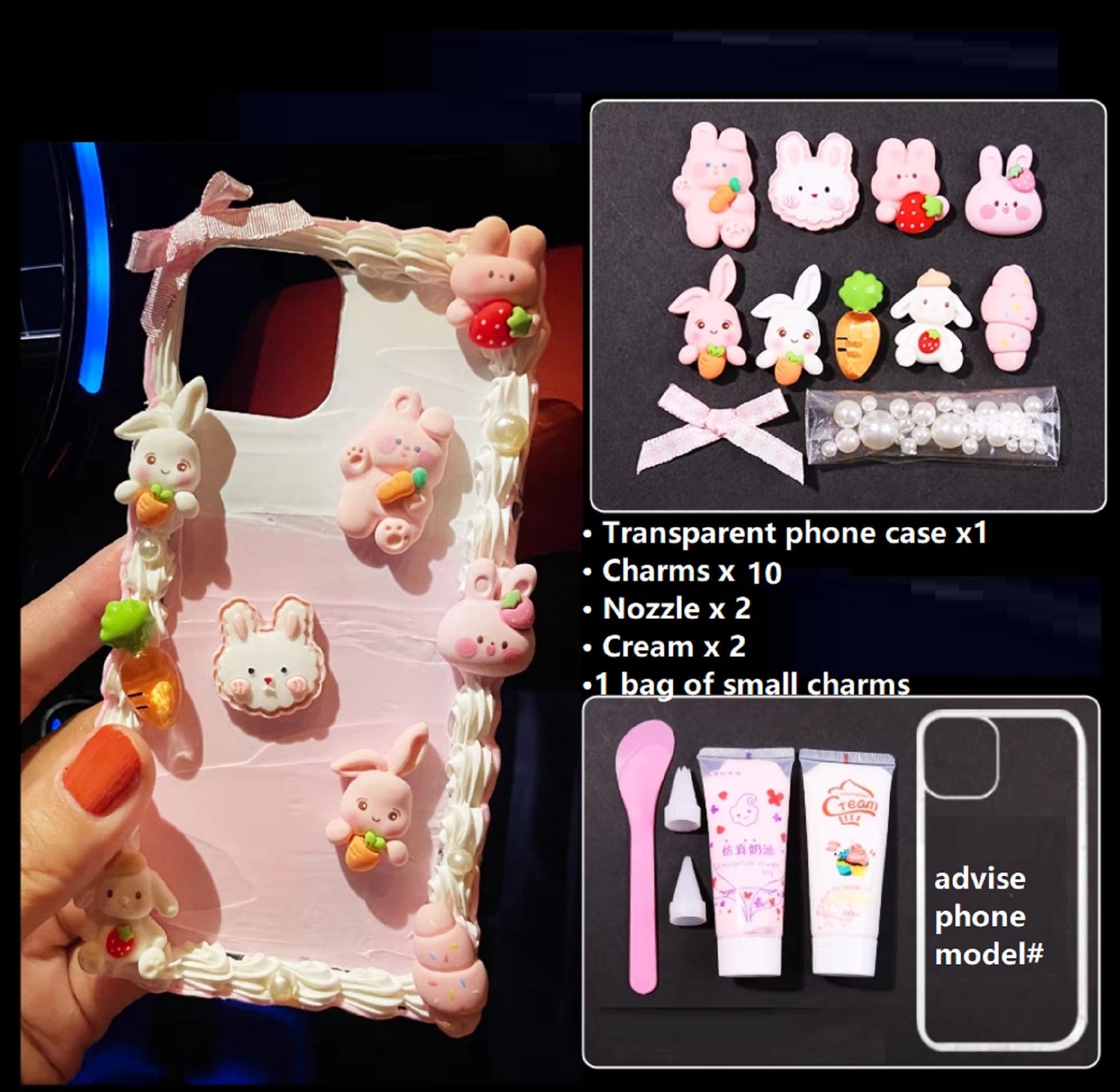 Decoden Custom Phone Case DIY Craft Kits | Kawaii Rainbow Unicorn Rabbits Macaroons Bows Hearts Charms | Samsung Android iPhone Cases - MeowsomeCrafts