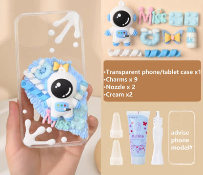 Decoden Custom Phone Case DIY Craft Kits | Kawaii Space Astronaut Confetti Food Bows Charms | Samsung Android iPhone Cases - MeowsomeCrafts