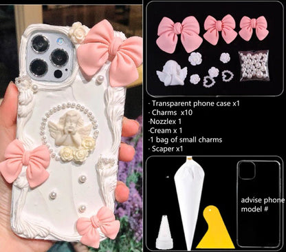 Decoden Custom Phone Case DIY Craft Kits | Ornate Frame Angel Flowers Daisies Bows Pearls Charms | Samsung Android iPhone Cases - MeowsomeCrafts