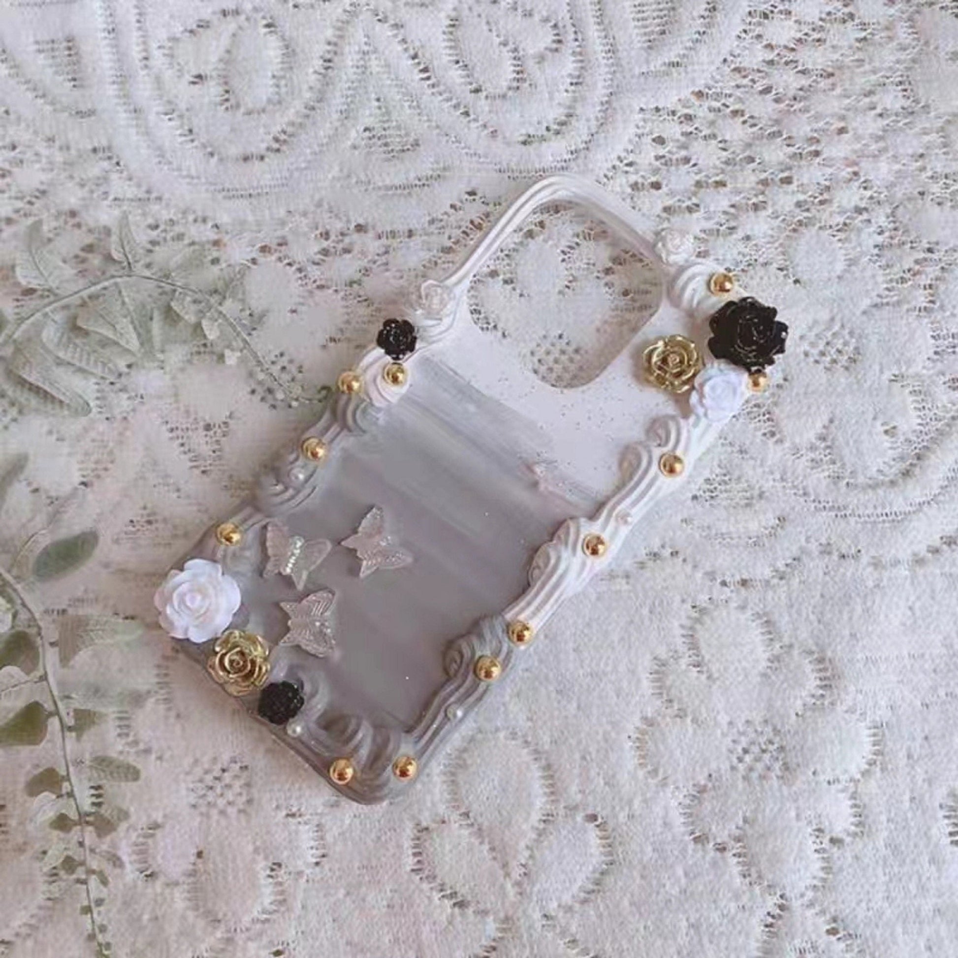 Decoden Custom Phone Case DIY Craft Kits | Pearl Flowers Roses Butterflies Pearls Charms | Samsung Android iPhone Cases - MeowsomeCrafts