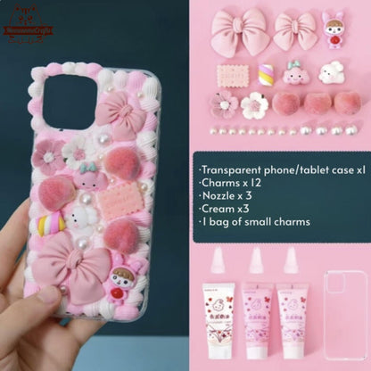 Decoden Custom Phone Case DIY Craft Kits | Pink Red Bows Pearls Flowers Kawaii Food Charms | Samsung Android iPhone Cases - MeowsomeCrafts