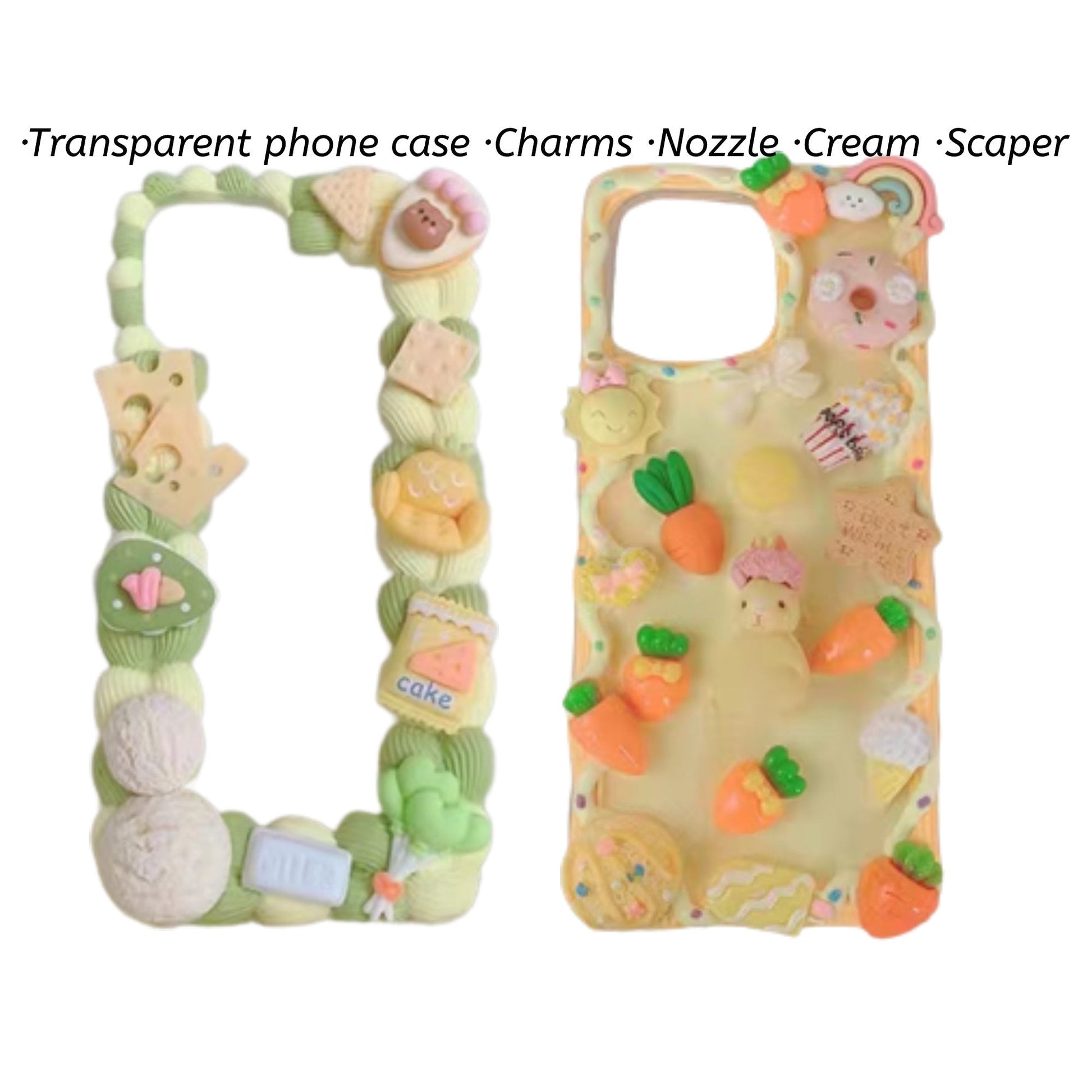 Decoden Custom Phone Case DIY Craft Kits | Rabbit Carrots Crackers Cookies Ice Cream Food Charms | Samsung Android iPhone Cases - MeowsomeCrafts