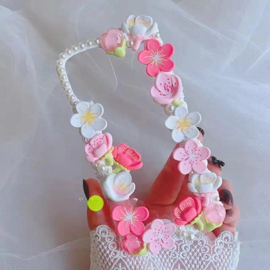 Decoden Custom Phone Case DIY Craft Kits | Sakura Flowers Daisies Rabbit Pearls Charms | Samsung Android iPhone Cases - MeowsomeCrafts