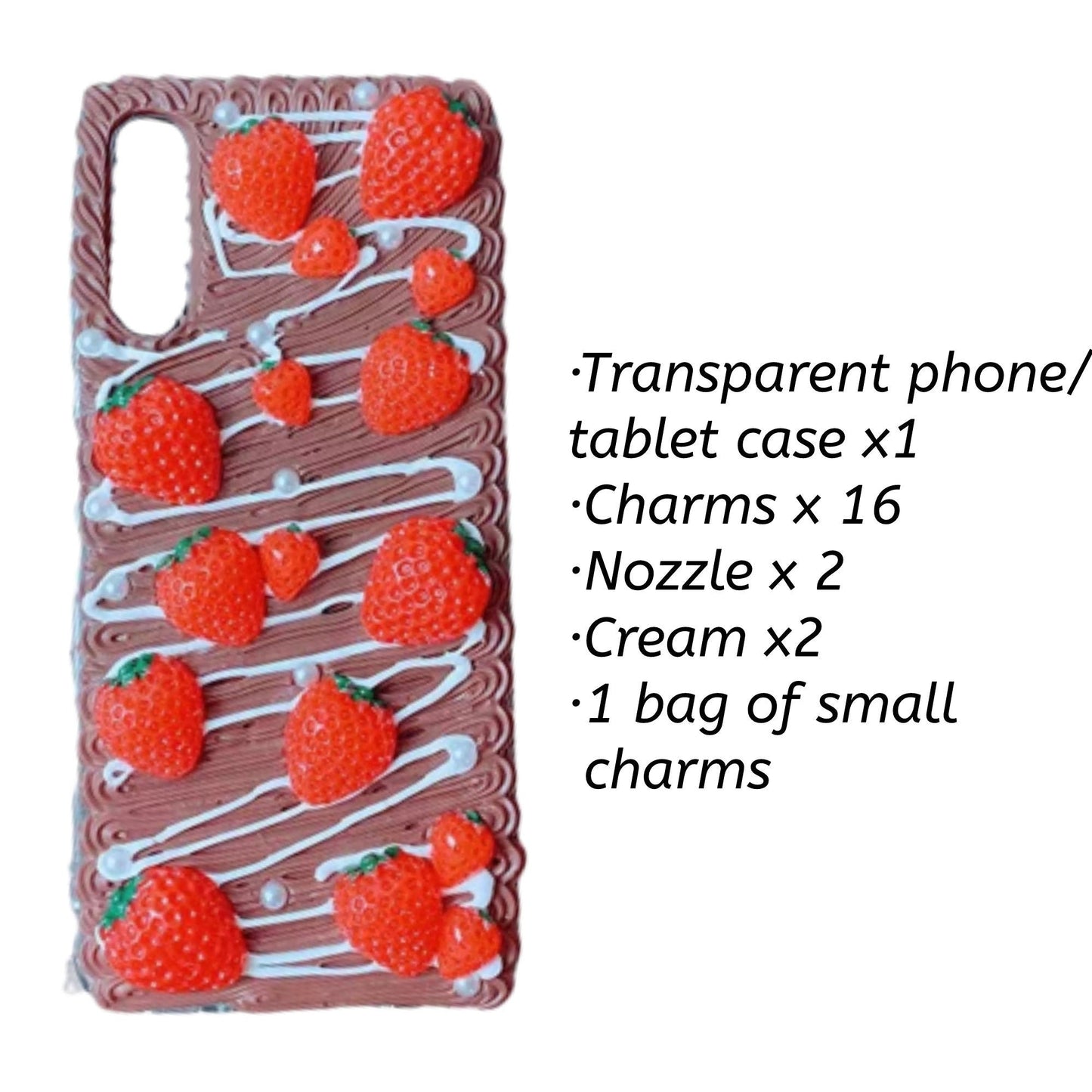 Decoden Custom Phone Case DIY Craft Kits | Strawberries Various Styles Fruit Food Pearls Charms | Samsung Android iPhone Cases - MeowsomeCrafts