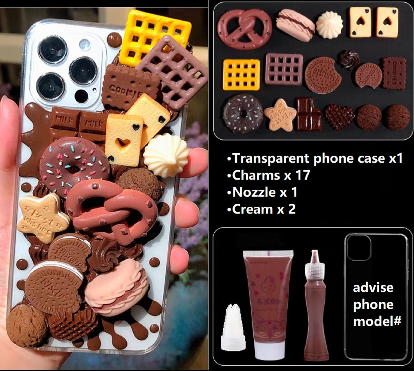 Decoden Custom Phone Case DIY Craft Kits | Teddy Bears Cookies Macaroons Toast Eggs Muffin Food Charms | Samsung Android iPhone Cases - MeowsomeCrafts