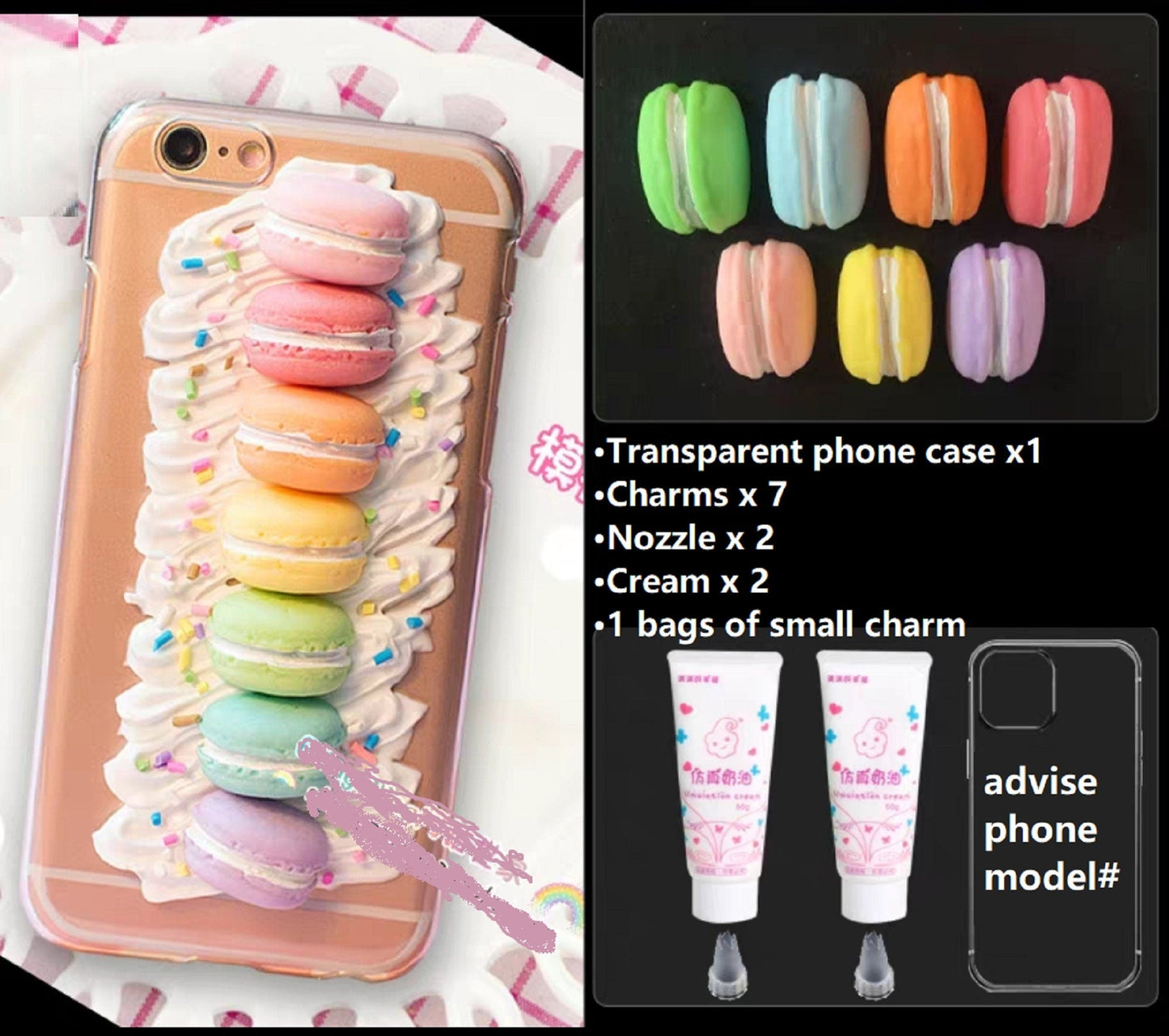 Decoden Custom Phone Case DIY Craft Kits | Teddy Bears Cookies Macaroons Toast Eggs Muffin Food Charms | Samsung Android iPhone Cases - MeowsomeCrafts