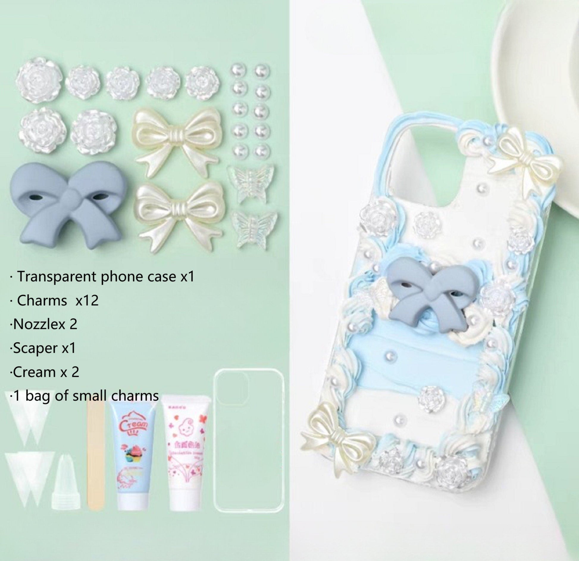 Decoden Custom Phone Case DIY Craft Kits | Yellow Blue Pink Bows Stars Snowflakes Roses Charms | Samsung Android iPhone Cases - MeowsomeCrafts