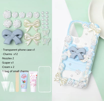 Decoden Custom Phone Case DIY Craft Kits | Yellow Blue Pink Bows Stars Snowflakes Roses Charms | Samsung Android iPhone Cases - MeowsomeCrafts