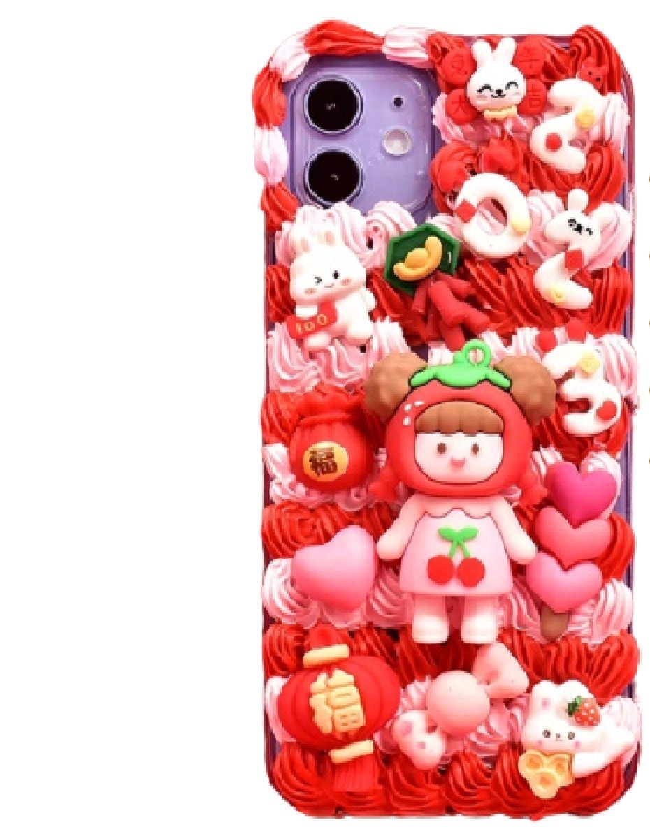 Finished Handmade Decoden Phone Cases | Christmas Kawaii Girl Santa Snowman Reindeer Winter Hats Cookies Phones Charms | Samsung Android iPhone Cases - MeowsomeCrafts