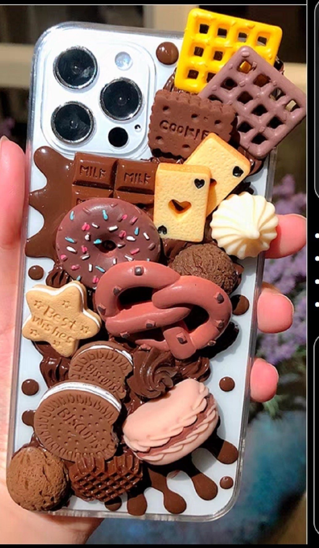 Finished Handmade Decoden Phone Cases | Cookies Pretzels Ice Cream Chocolates Candy Dessert Charms | Samsung Android iPhone Cases - MeowsomeCrafts