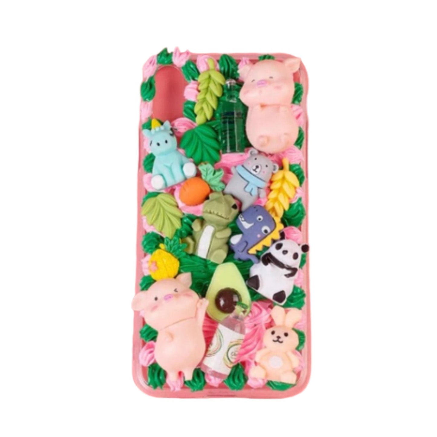 Finished Handmade Decoden Phone Cases | Kawaii Pigs School Supplies Food Drinks Toys Charms | Samsung Android iPhone Cases - MeowsomeCrafts