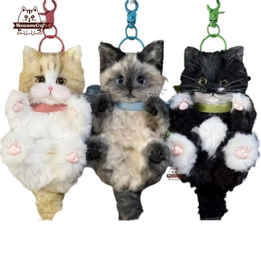 Handmade Chenille Stem Fluffy Kitty Cats Keychains Bag Ornaments | Animal Figurines - MeowsomeCrafts