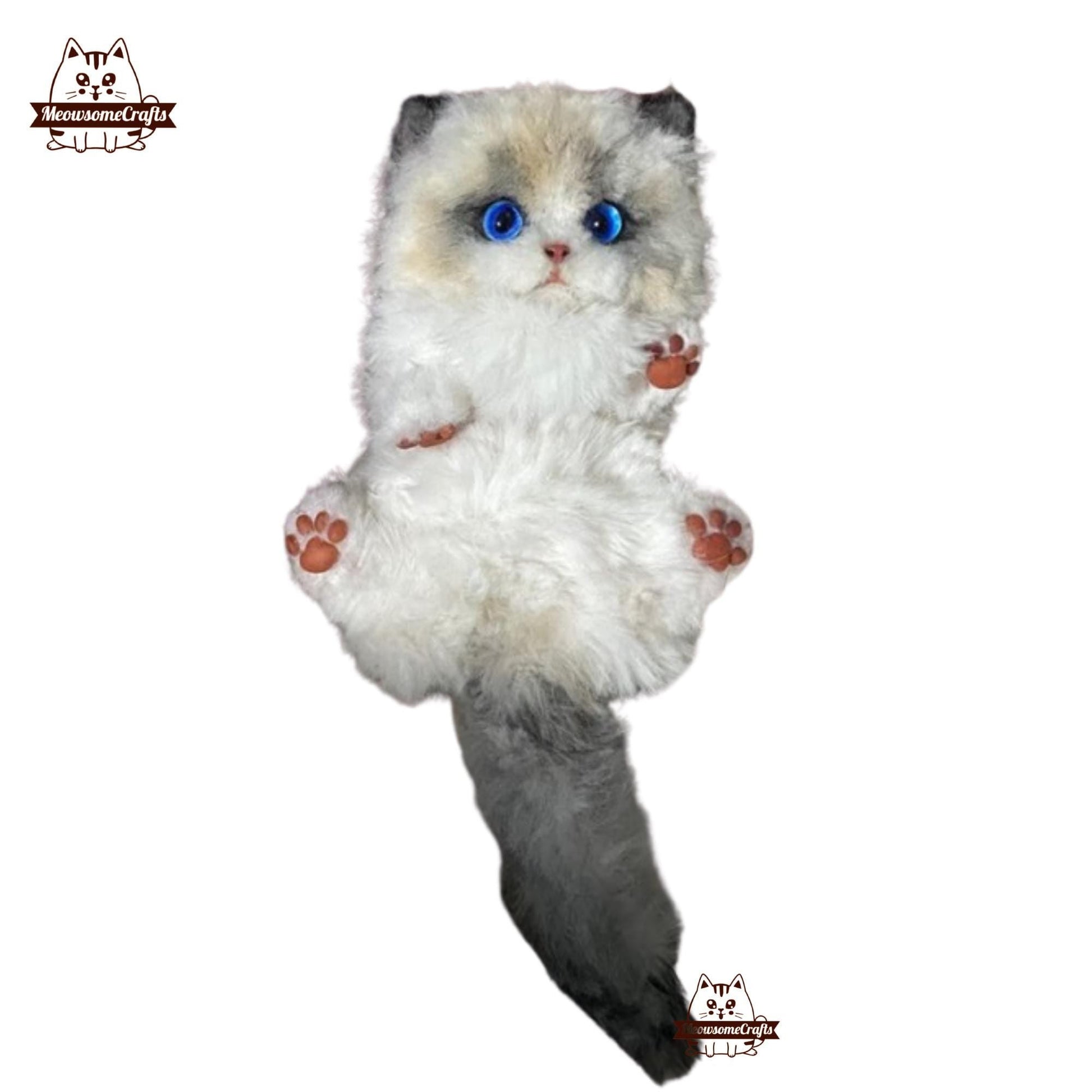 Handmade Chenille Stem Fluffy Ragdoll Kitten Cat Keychain Ornament | Animal Figurine - MeowsomeCrafts