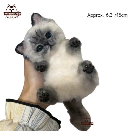 Handmade Chenille Stem Furry Siamese Kitten Cat | Animal Figurine - MeowsomeCrafts