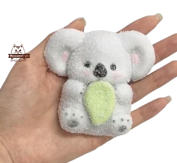 Handmade Taba Squishy Adorable Furry Koala Holding Leaf Animal | Squeezable Stress Relief Fidget Toy - MeowsomeCrafts