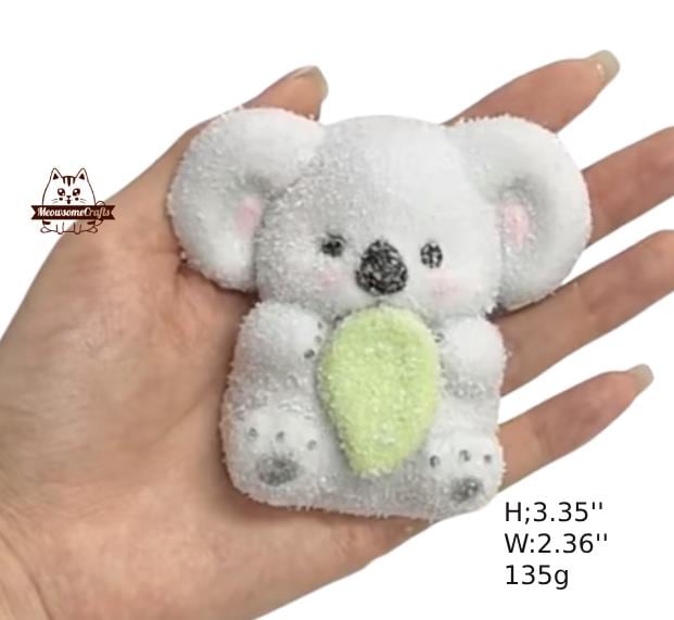 Handmade Taba Squishy Adorable Furry Koala Holding Leaf Animal | Squeezable Stress Relief Fidget Toy - MeowsomeCrafts