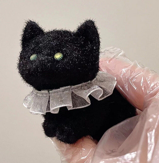 Handmade Taba Squishy Black Furry Kitten Cat Animal | Squeezable Stress Relief Fidget Toy - MeowsomeCrafts