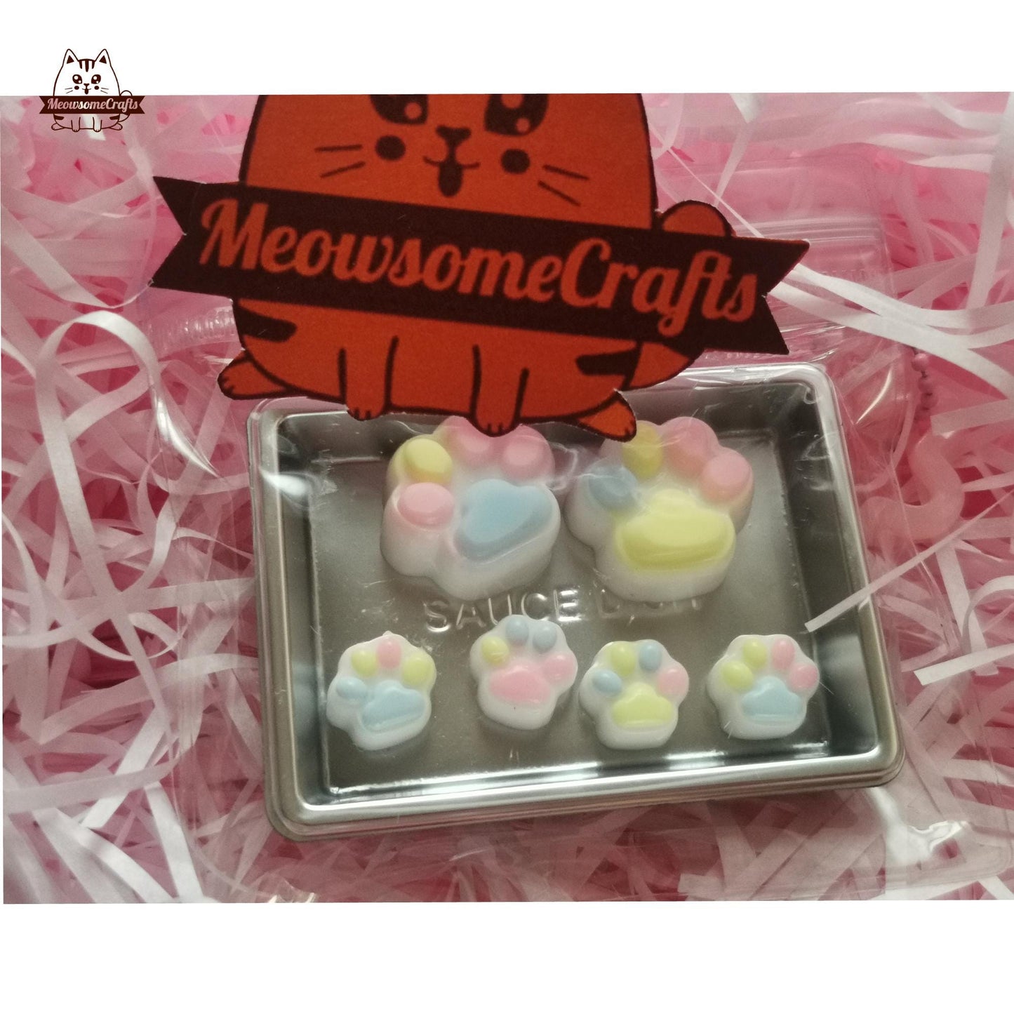 Handmade Taba Squishy Colorful Mini Cat Paws In Tray | Squeezable Stress Relief Fidget Toy - MeowsomeCrafts