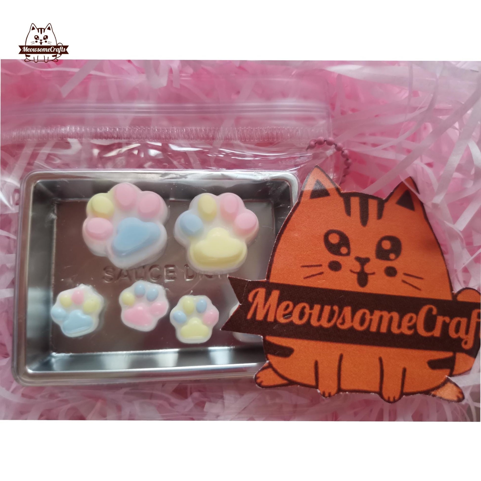 Handmade Taba Squishy Colorful Mini Cat Paws In Tray | Squeezable Stress Relief Fidget Toy - MeowsomeCrafts