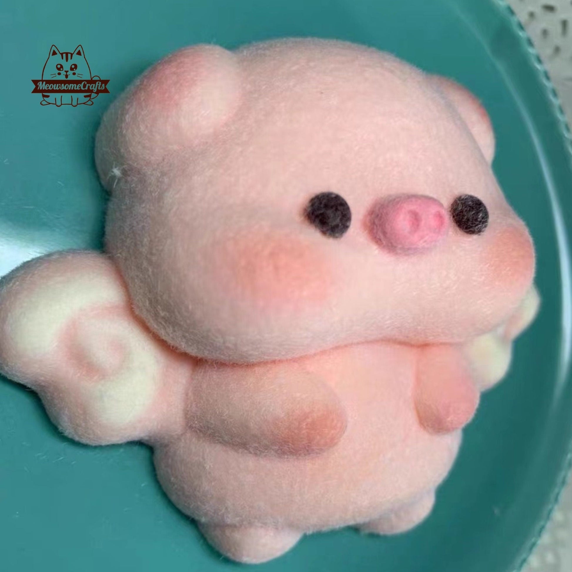 Handmade Taba Squishy Furry Baby Angel Pig Animal | Squeezable Stress Relief Fidget Toy - MeowsomeCrafts