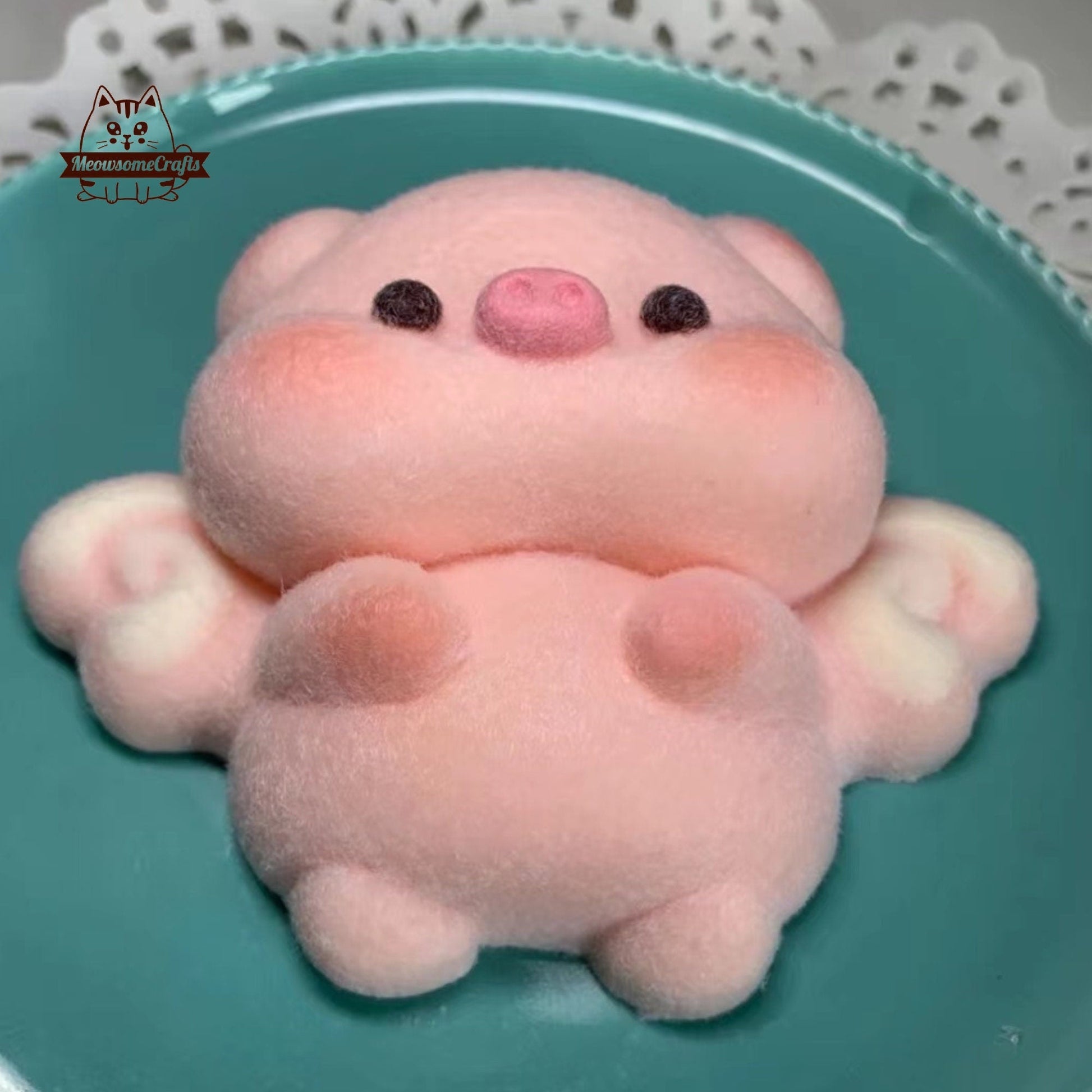 Handmade Taba Squishy Furry Baby Angel Pig Animal | Squeezable Stress Relief Fidget Toy - MeowsomeCrafts