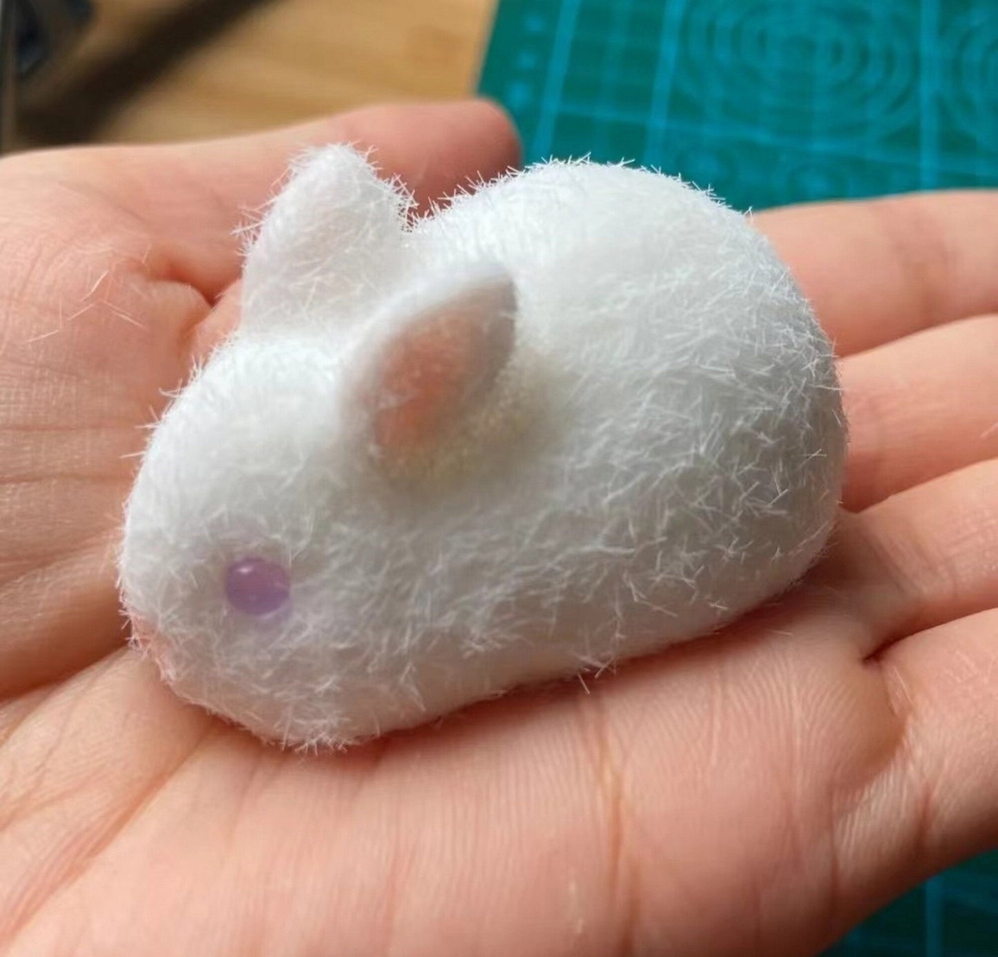 Handmade Taba Squishy Furry Baby Bunny Rabbit Animal | Squeezable Stress Relief Fidget Toy - MeowsomeCrafts