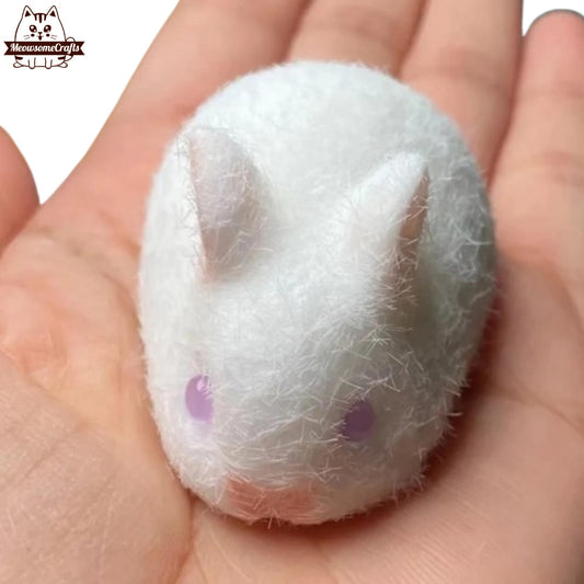 Handmade Taba Squishy Furry Baby Bunny Rabbit Animal | Squeezable Stress Relief Fidget Toy - MeowsomeCrafts