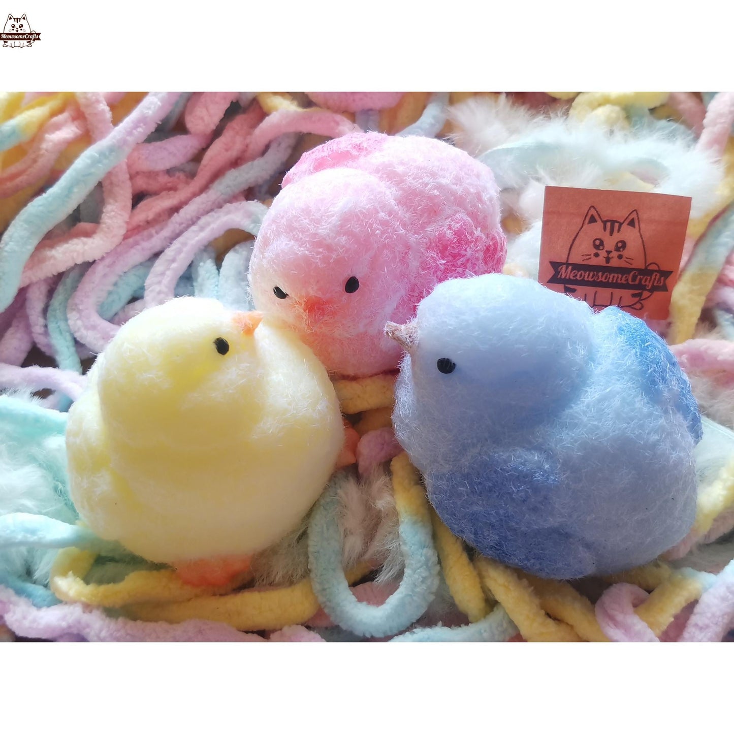 Handmade Taba Squishy Furry Baby Chick Animal | Squeezable Stress Relief Fidget Toy - MeowsomeCrafts