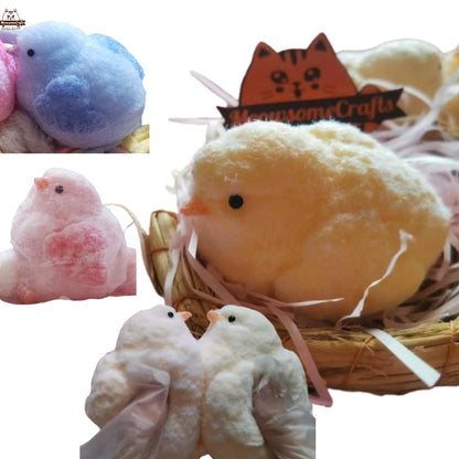 Handmade Taba Squishy Furry Baby Chick Animal | Squeezable Stress Relief Fidget Toy - MeowsomeCrafts