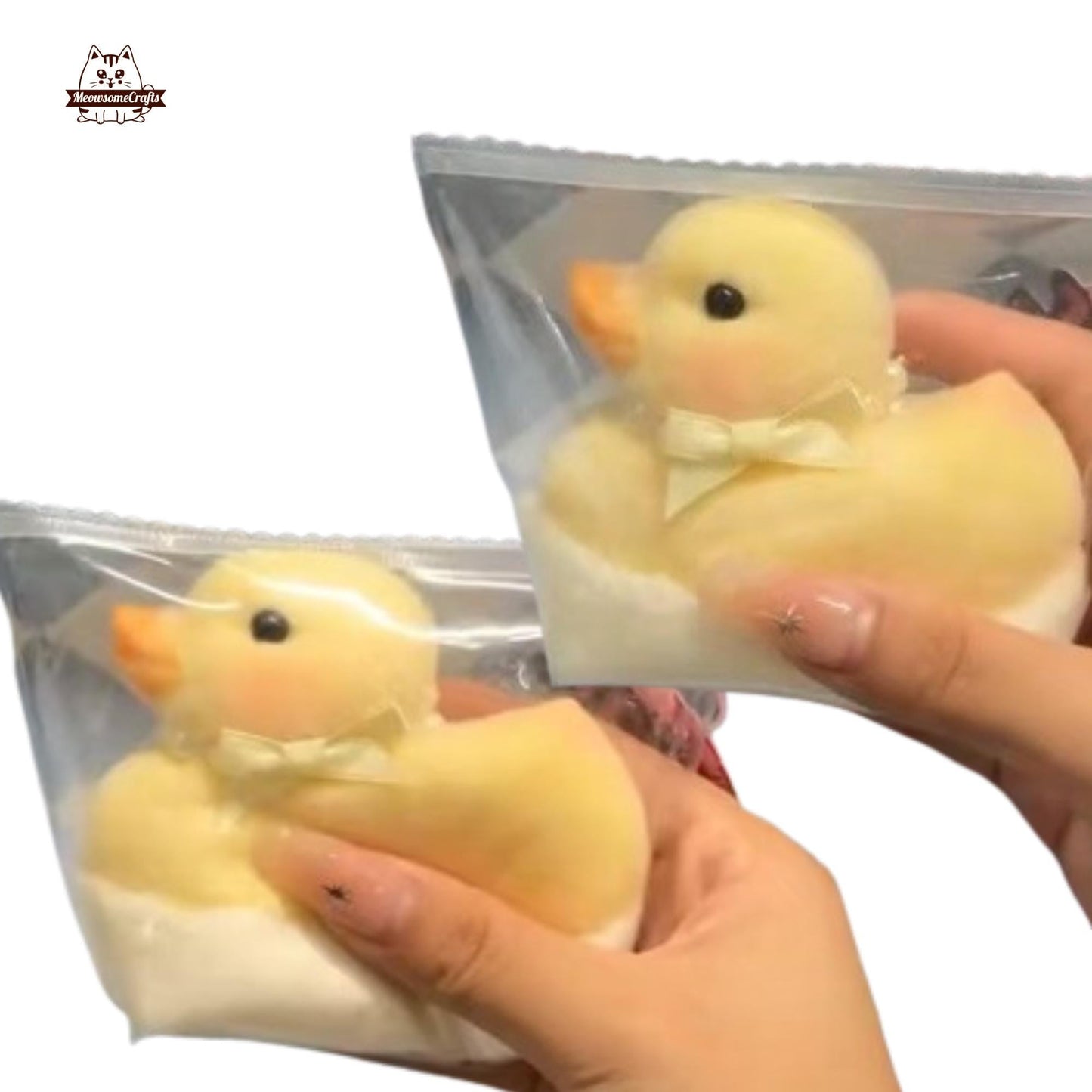 Handmade Taba Squishy Furry Baby Duckling Animal | Squeezable Stress Relief Fidget Toy - MeowsomeCrafts