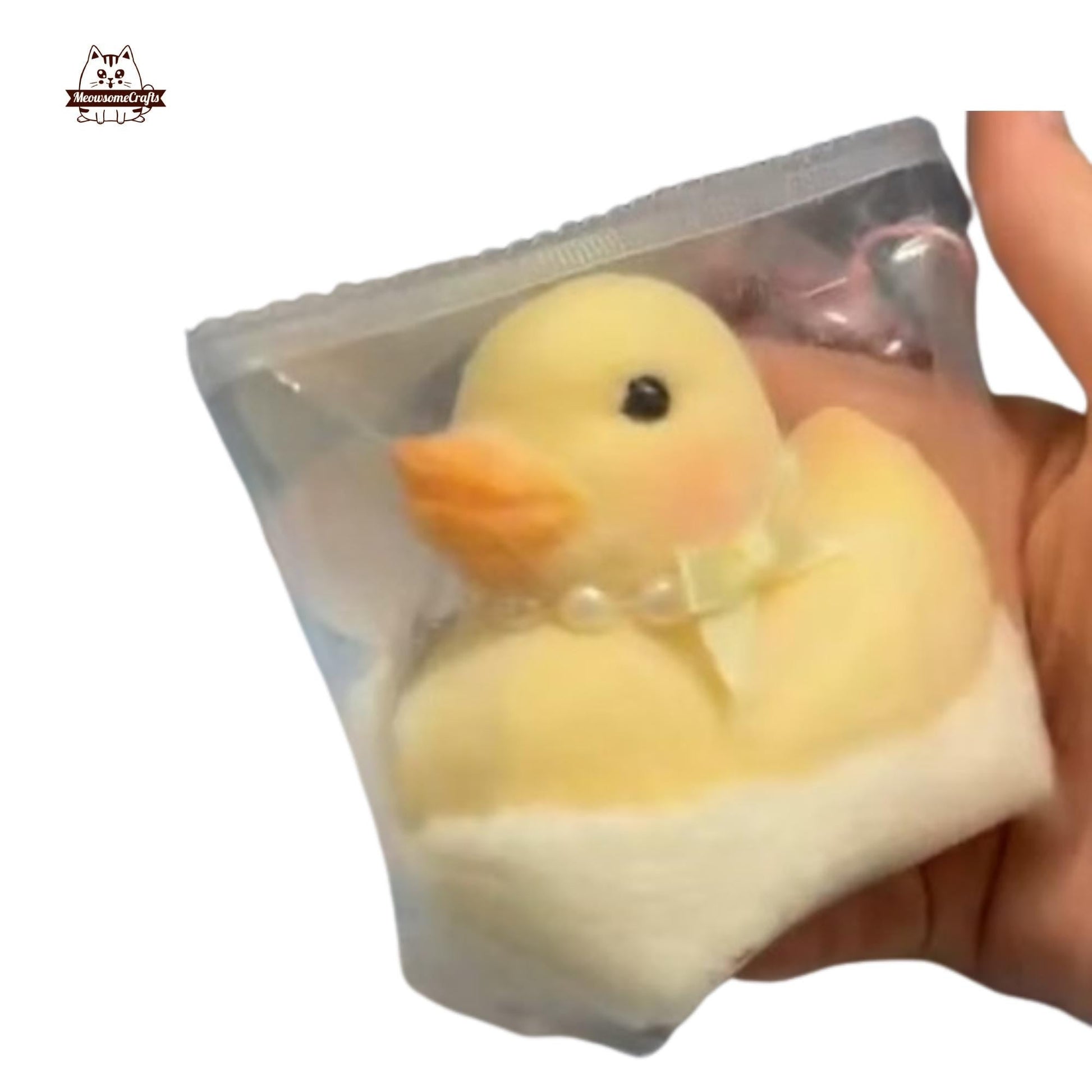 Handmade Taba Squishy Furry Baby Duckling Animal | Squeezable Stress Relief Fidget Toy - MeowsomeCrafts