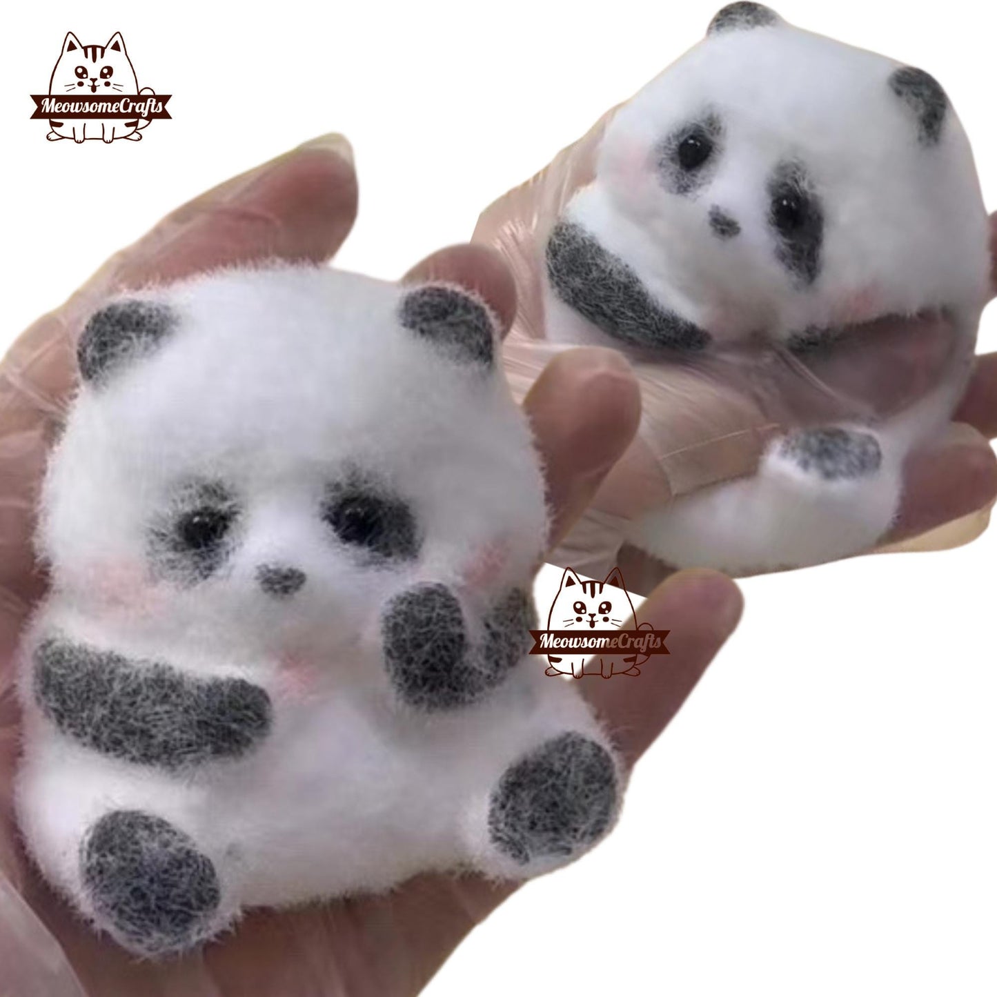 Handmade Taba Squishy Furry Baby Panda Animal | Squeezable Stress Relief Fidget Toy - MeowsomeCrafts