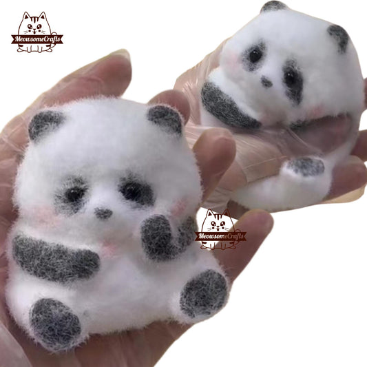 Handmade Taba Squishy Furry Baby Panda Animal | Squeezable Stress Relief Fidget Toy - MeowsomeCrafts