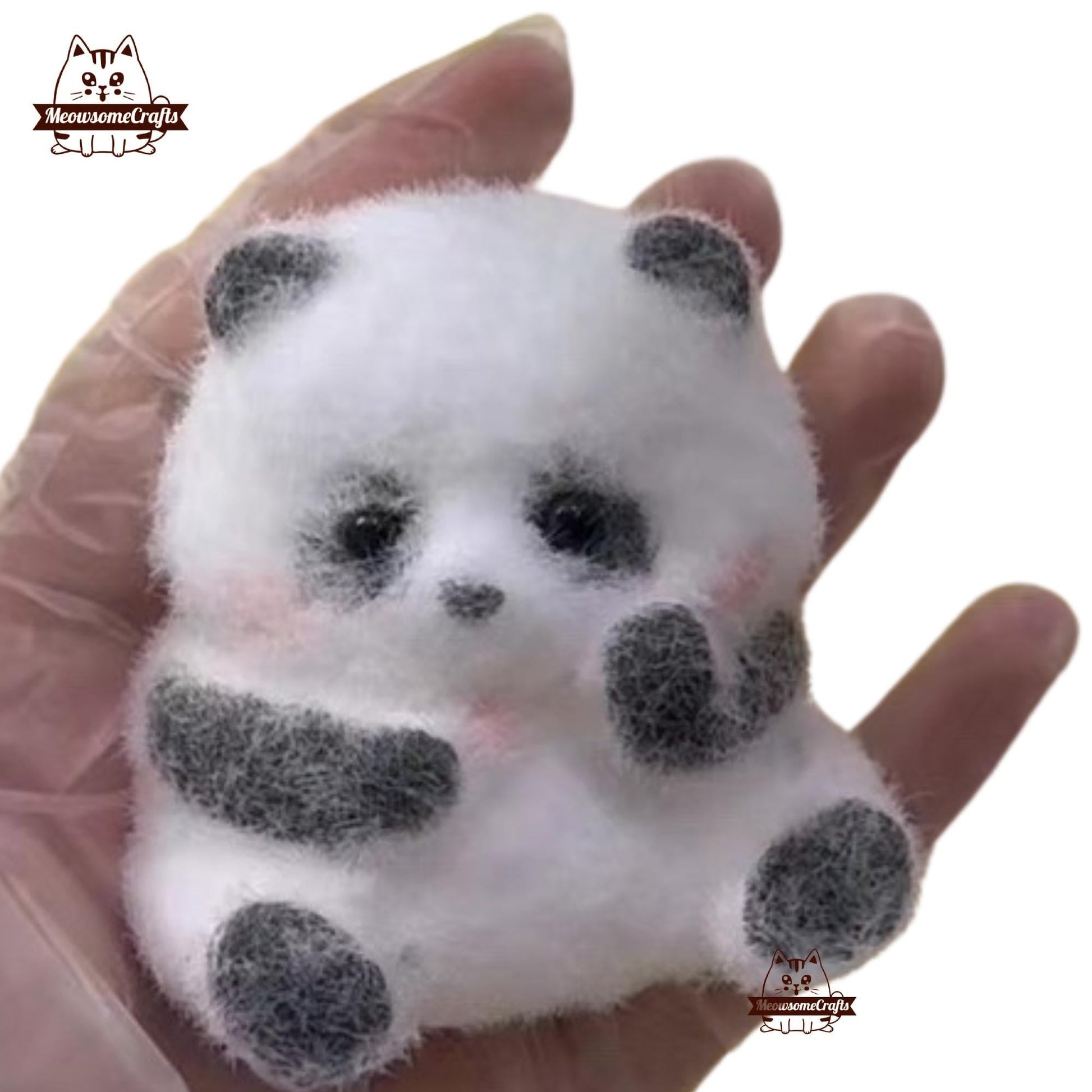 Handmade Taba Squishy Furry Baby Panda Animal | Squeezable Stress Relief Fidget Toy - MeowsomeCrafts