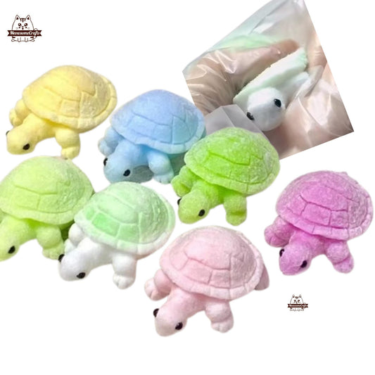 Handmade Taba Squishy Furry Baby Turtle Animal | Squeezable Stress Relief Fidget Toy - MeowsomeCrafts