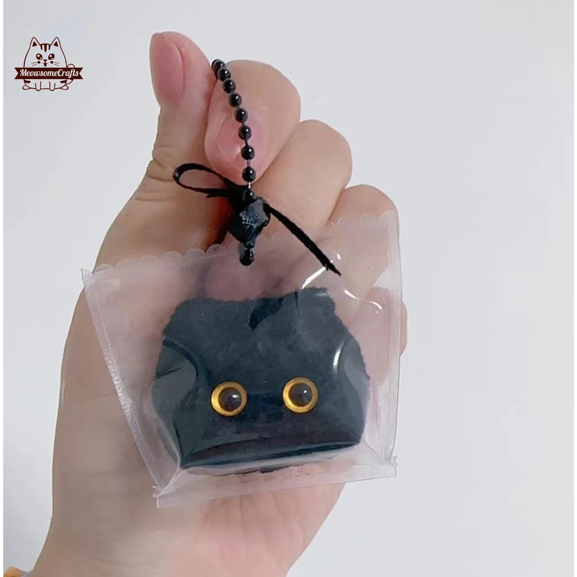 Handmade Taba Squishy Furry Big Eyes Cat Face Animal | Squeezable Stress Relief Fidget Toy - MeowsomeCrafts