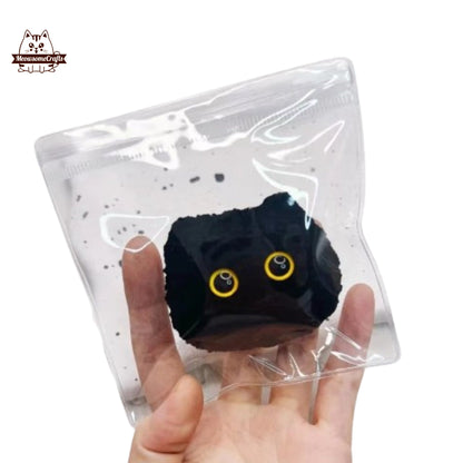 Handmade Taba Squishy Furry Big Eyes Cat Face Animal | Squeezable Stress Relief Fidget Toy - MeowsomeCrafts