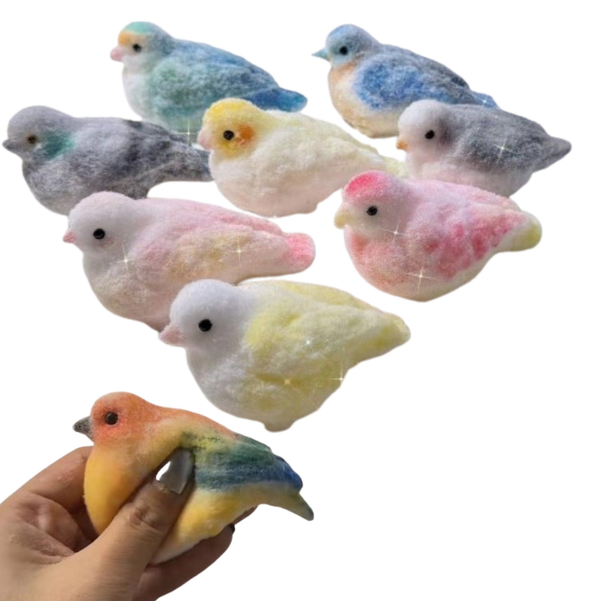 Handmade Taba Squishy Furry Birds Animal Customizable | Squeezable Stress Relief Fidget Toy - MeowsomeCrafts