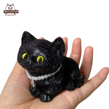 Handmade Taba Squishy Furry Black Kitten Cat Animal Customizable Tag | Squeezable Stress Relief Fidget Toy - MeowsomeCrafts