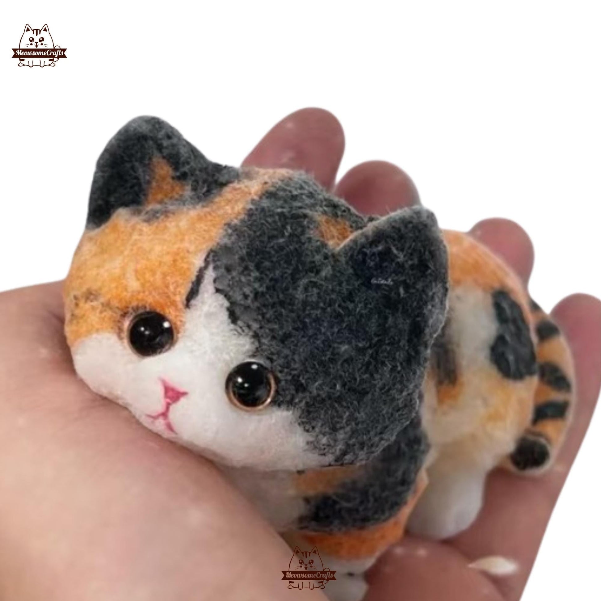 Handmade Taba Squishy Furry Calico Kitten Cat Animal | Squeezable Stress Relief Fidget Toy - MeowsomeCrafts