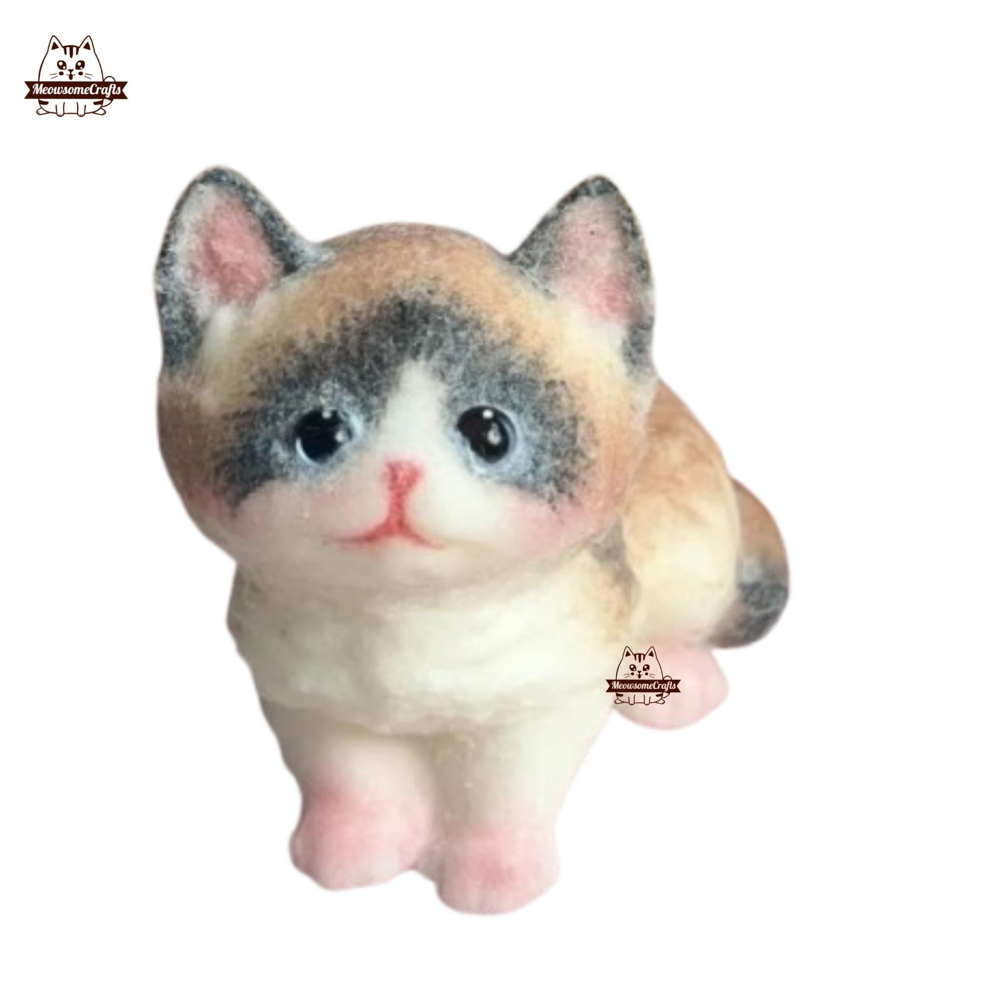 Handmade Taba Squishy Furry Calico Kitten Cat Animal | Squeezable Stress Relief Fidget Toy - MeowsomeCrafts