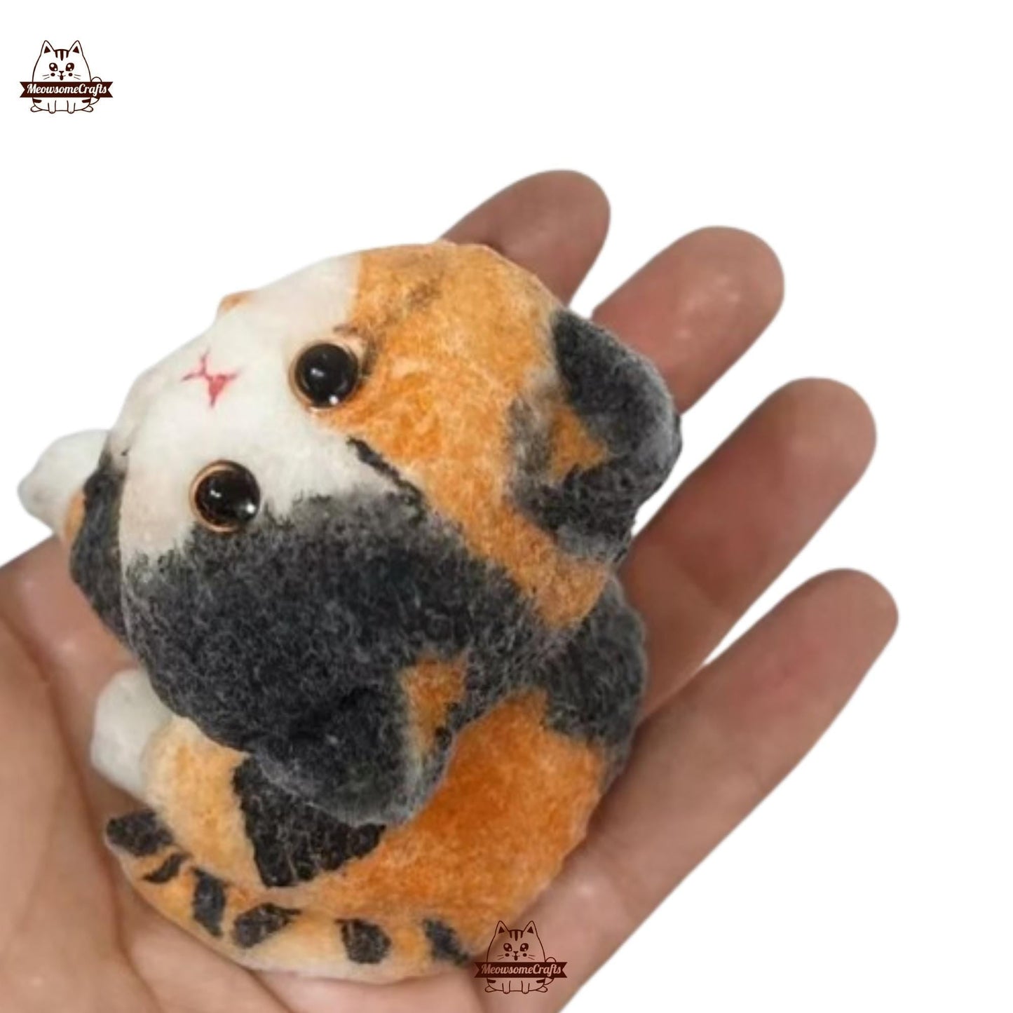 Handmade Taba Squishy Furry Calico Kitten Cat Animal | Squeezable Stress Relief Fidget Toy - MeowsomeCrafts