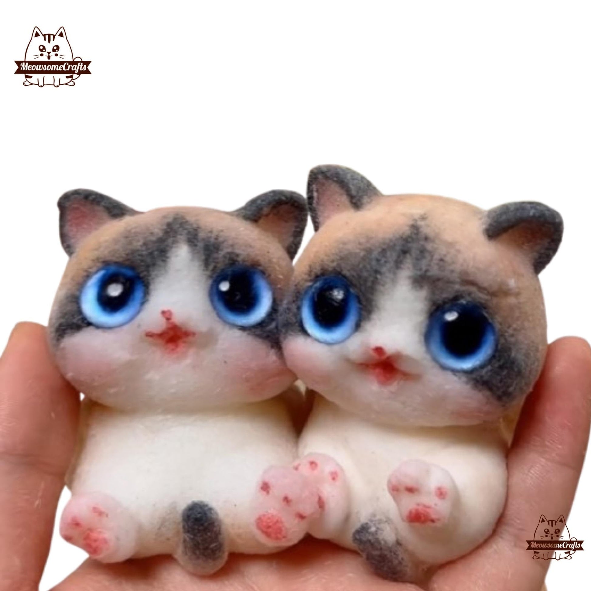 Handmade Taba Squishy Furry Calico Kitten Cat Big Eyes Animal | Squeezable Stress Relief Fidget Toy - MeowsomeCrafts