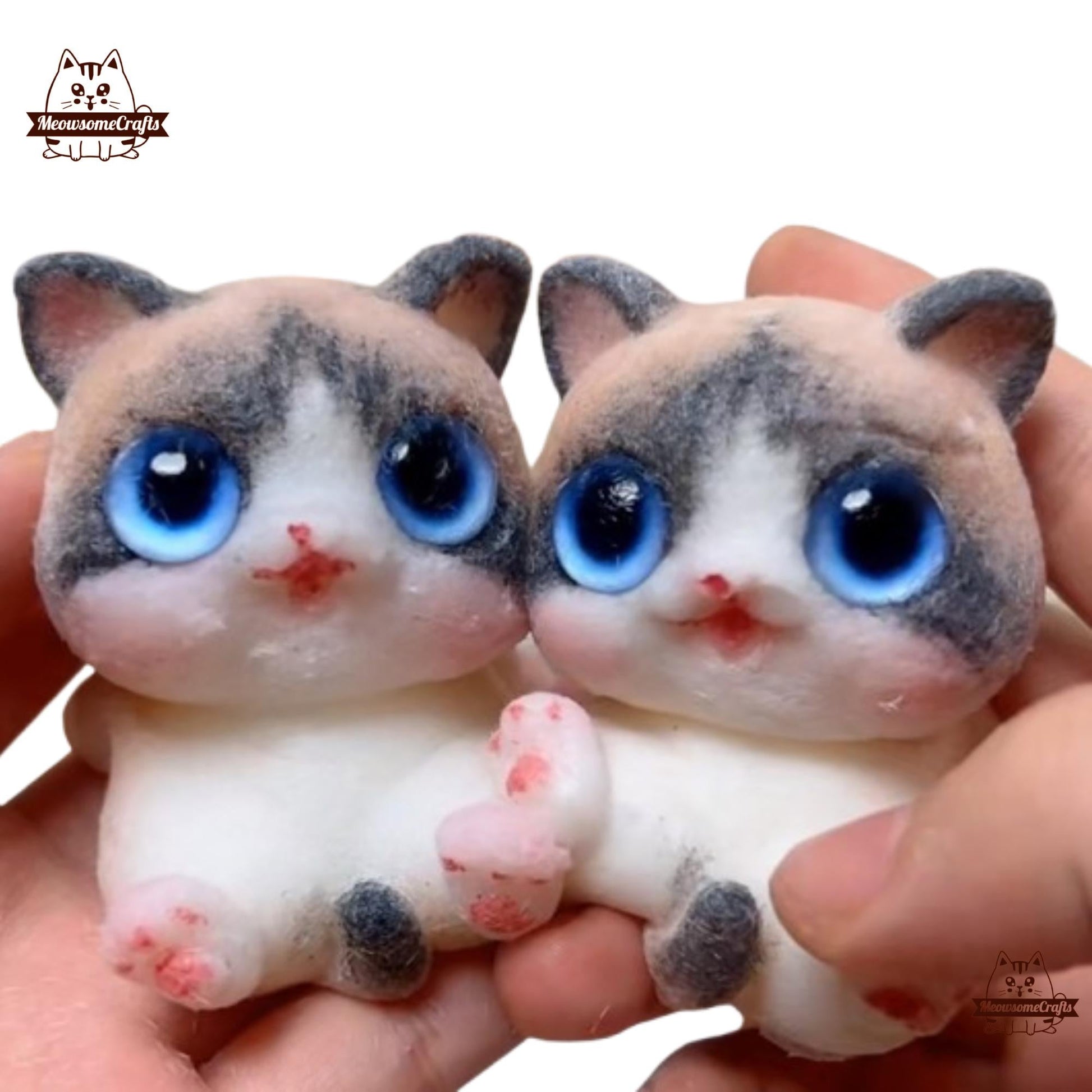 Handmade Taba Squishy Furry Calico Kitten Cat Big Eyes Animal | Squeezable Stress Relief Fidget Toy - MeowsomeCrafts