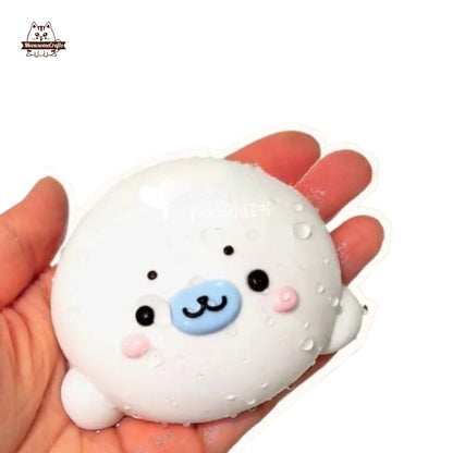 Handmade Taba Squishy Furry Chubby Kawaii Seal Face Animal | Squeezable Stress Relief Fidget Toy - MeowsomeCrafts