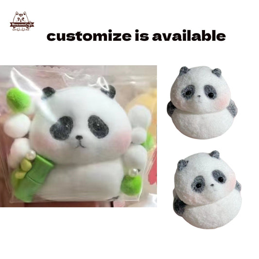 Handmade Taba Squishy Furry Chubby Panda Animal Customizable | Squeezable Stress Relief Fidget Toy - MeowsomeCrafts