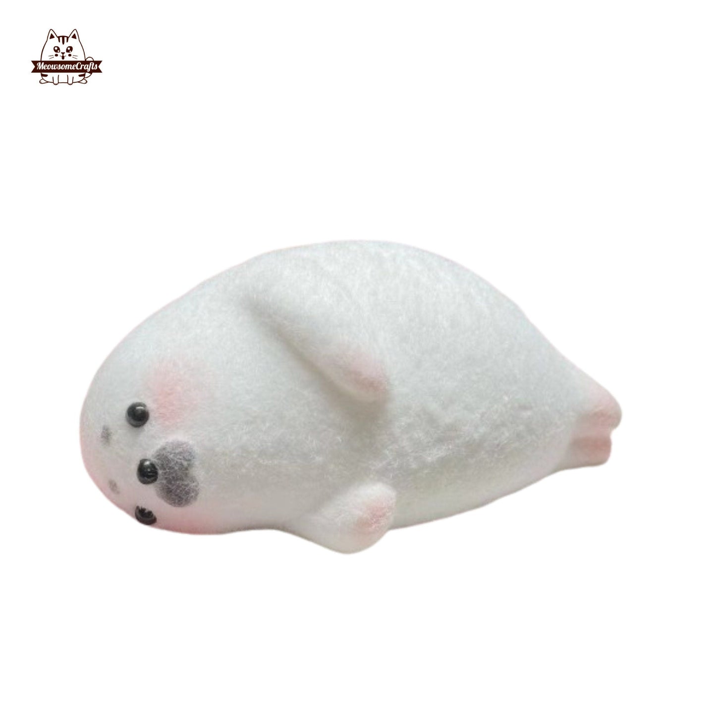 Handmade Taba Squishy Furry Chubby Seal Animal Customizable | Squeezable Stress Relief Fidget Toy - MeowsomeCrafts